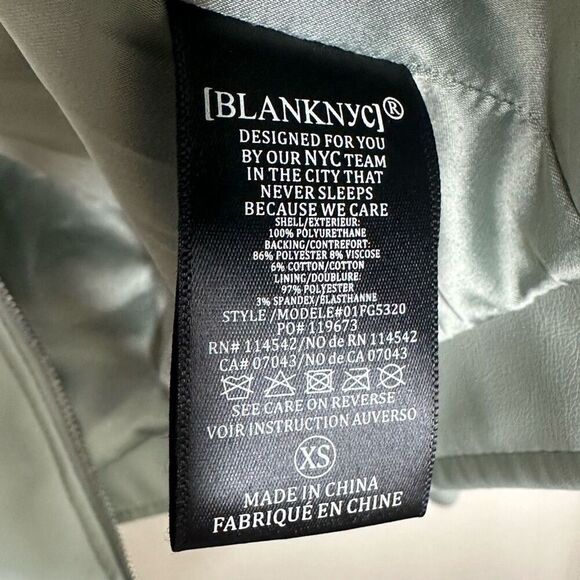 Blank NYC Faux Leather Moto Jacket Light Green size XS - Picture 5 of 6